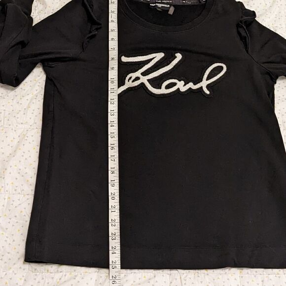 Karl LAGERFELD black ruffle sweatshirt letters Medium B1 - Picture 8 of 13